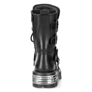 Bottes New Rock Metallic Luna En Cuir Noir à prix d'occasion 18