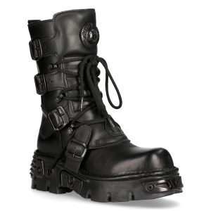 Bottes New Rock Metallic Oxido En Cuir Noir grande promotion 12