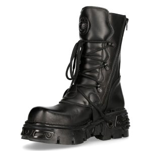 Bottes New Rock Metallic Oxido En Cuir Noir grande promotion 16