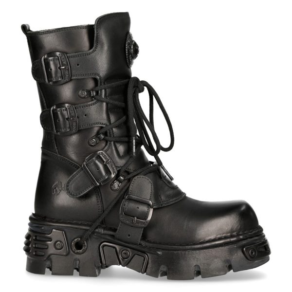 Bottes New Rock Metallic Oxido En Cuir Noir grande promotion 1