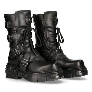 Bottes New Rock Metallic Oxido En Cuir Noir grande promotion 24