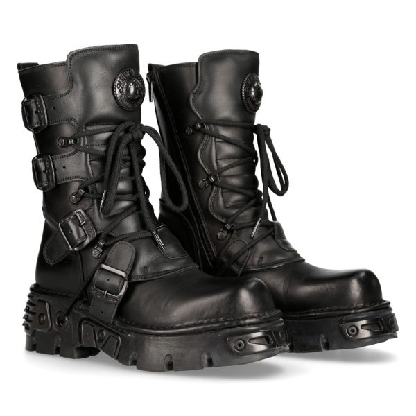 Bottes New Rock Metallic Oxido En Cuir Noir grande promotion 9