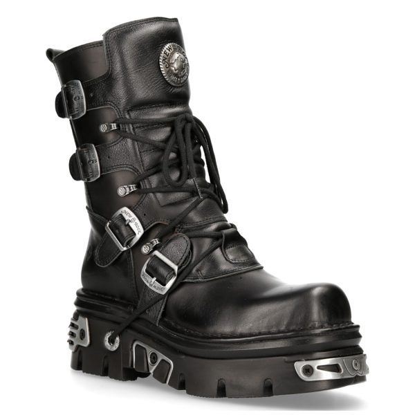 bas prix Bottes New Rock Metallic Reactor En Cuir Noir 3