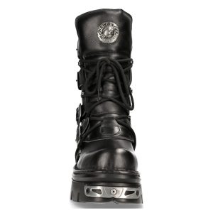 bas prix Bottes New Rock Metallic Reactor En Cuir Noir 14