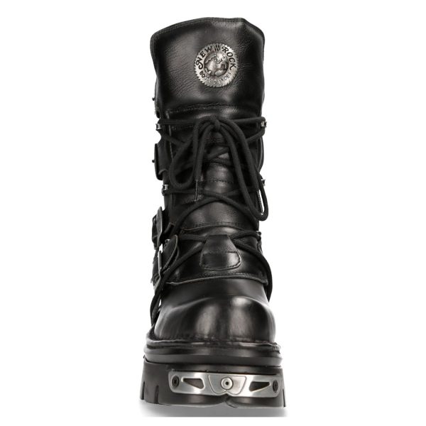 bas prix Bottes New Rock Metallic Reactor En Cuir Noir 4