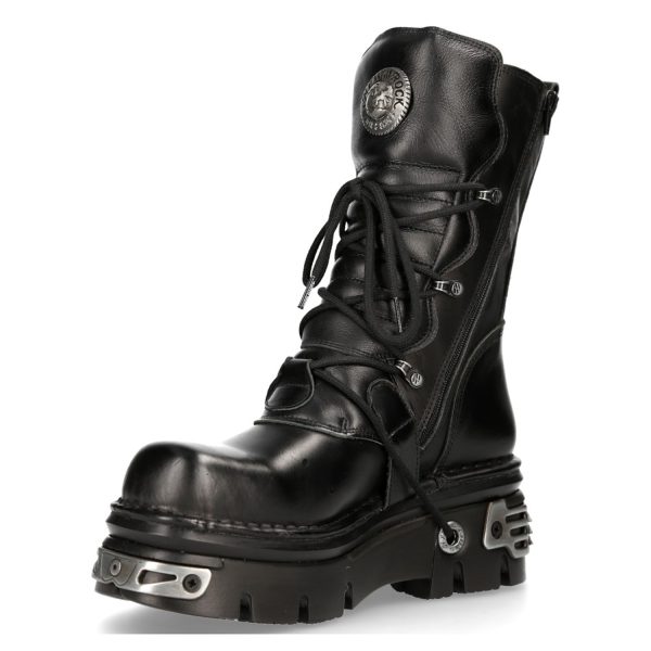 bas prix Bottes New Rock Metallic Reactor En Cuir Noir 5