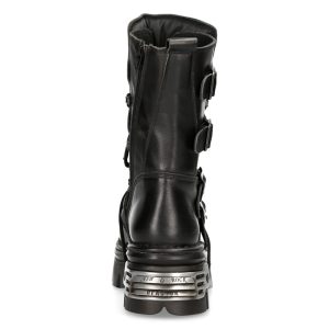 bas prix Bottes New Rock Metallic Reactor En Cuir Noir 18