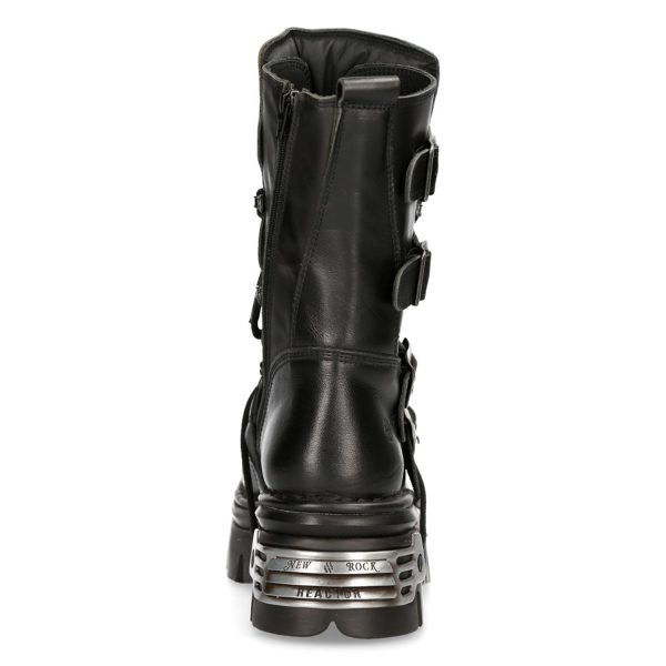 bas prix Bottes New Rock Metallic Reactor En Cuir Noir 6