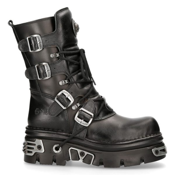 bas prix Bottes New Rock Metallic Reactor En Cuir Noir 1