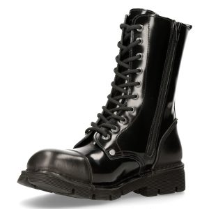 Bottes New Rock Newmili En Cuir Noir marque moins cher 16