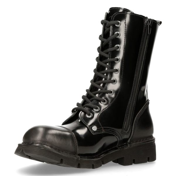 Bottes New Rock Newmili En Cuir Noir marque moins cher 5