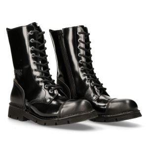 Bottes New Rock Newmili En Cuir Noir marque moins cher 24