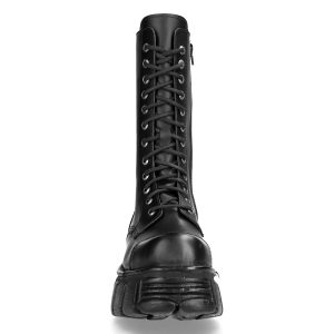 magasin pas cher Bottes New Rock Newmili En Cuir Noir 14