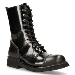 Bottes New Rock Newmili En Cuir Noir marque moins cher 12