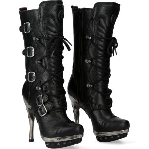 Bottes New Rock Punk En Cuir Nomada Noir garantis authentique 24