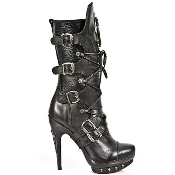 Prestation Et Rapide Bottes New Rock Punk En Cuir Nomada Noir 1