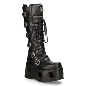 Bottes Plateformes Hautes New Rock Metallic En Cuir… en solde 12