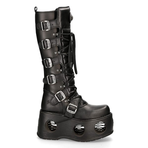 Bottes Plateformes Hautes New Rock Metallic En Cuir… en solde 1