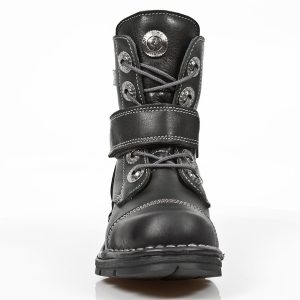 en ligne Bottines Enfants New Rock Kid En Cuir Itali Noir 13