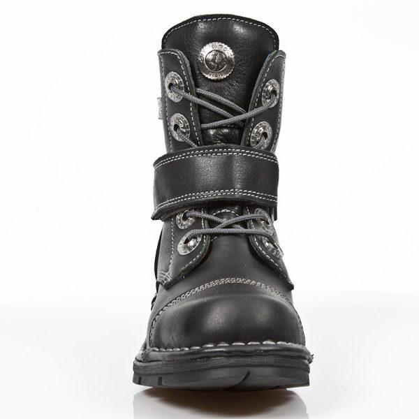 en ligne Bottines Enfants New Rock Kid En Cuir Itali Noir 4