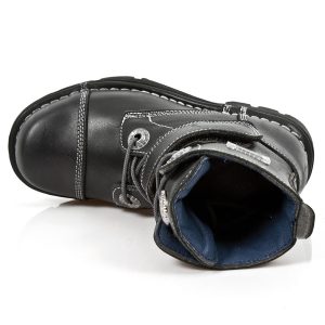 en ligne Bottines Enfants New Rock Kid En Cuir Itali Noir 21