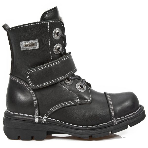 en ligne Bottines Enfants New Rock Kid En Cuir Itali Noir 1