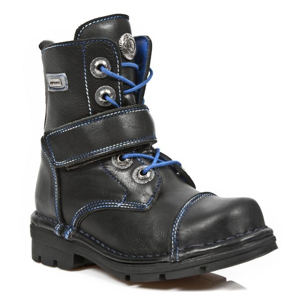 achat pas cher Bottines Enfants New Rock Kid En Cuir Itali Noir… 3