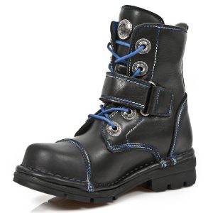 achat pas cher Bottines Enfants New Rock Kid En Cuir Itali Noir… 15