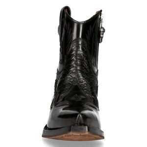 Les achats en ligne Bottines New Rock En Cuir Antik Et Python Noir 14