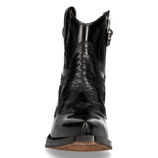 Les achats en ligne Bottines New Rock En Cuir Antik Et Python Noir 4