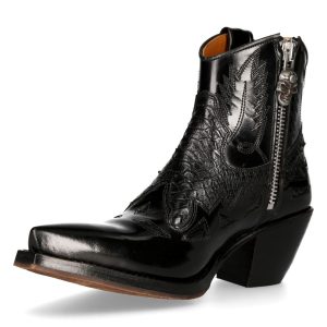 Les achats en ligne Bottines New Rock En Cuir Antik Et Python Noir 16