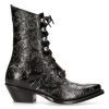 site en ligne Bottines New Rock En Cuir Vintage Flower Noir 23