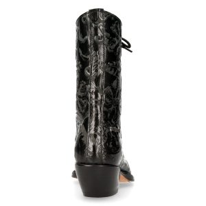 site en ligne Bottines New Rock En Cuir Vintage Flower Noir 18