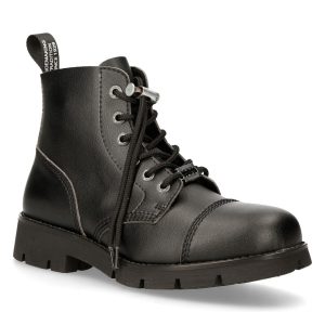 Bottines New Rock Ranger En Cuir Vegan Noir vente pas cher en ligne 12