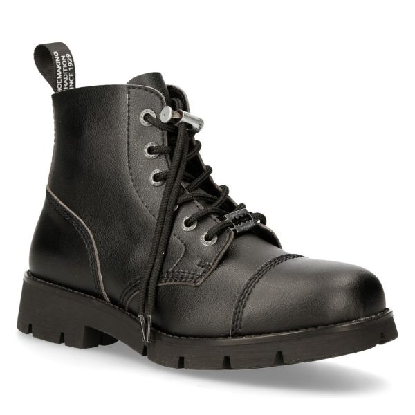 Bottines New Rock Ranger En Cuir Vegan Noir vente pas cher en ligne 3