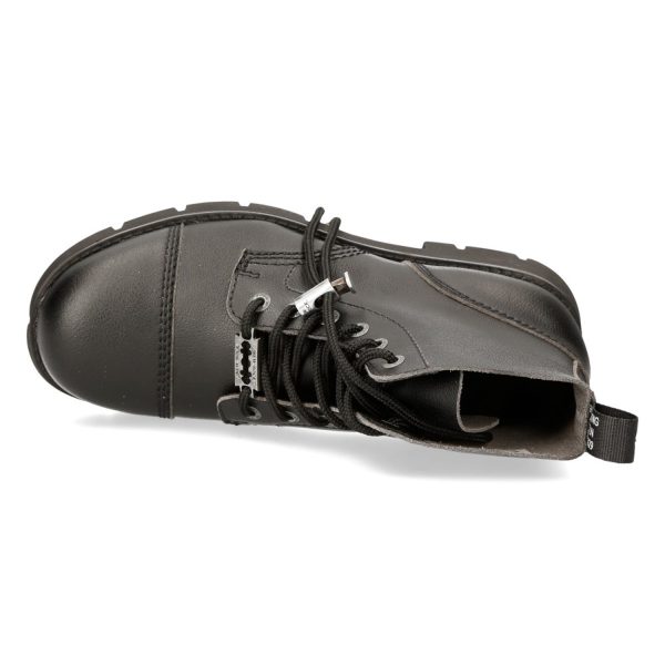 Bottines New Rock Ranger En Cuir Vegan Noir vente pas cher en ligne 8