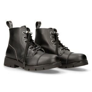 Bottines New Rock Ranger En Cuir Vegan Noir vente pas cher en ligne 24