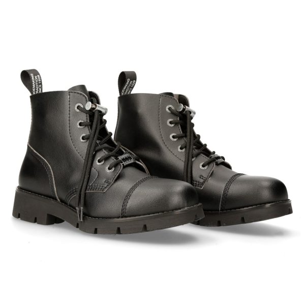 Bottines New Rock Ranger En Cuir Vegan Noir vente pas cher en ligne 9