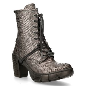 Bottines New Rock Trail En Cuir Vegan Python Acier Satisfait ou Remboursé 12