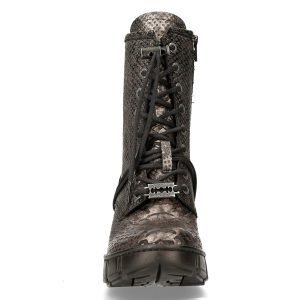 Bottines New Rock Trail En Cuir Vegan Python Acier Satisfait ou Remboursé 14