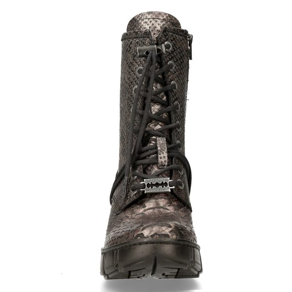 Bottines New Rock Trail En Cuir Vegan Python Acier Satisfait ou Remboursé 4