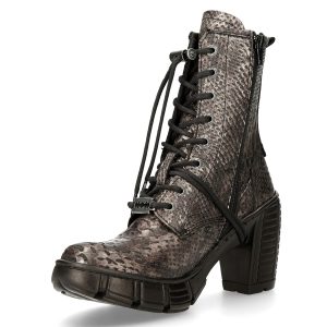 Bottines New Rock Trail En Cuir Vegan Python Acier Satisfait ou Remboursé 16