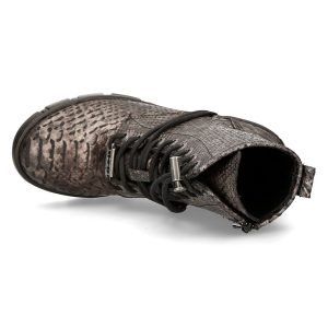 Bottines New Rock Trail En Cuir Vegan Python Acier Satisfait ou Remboursé 22