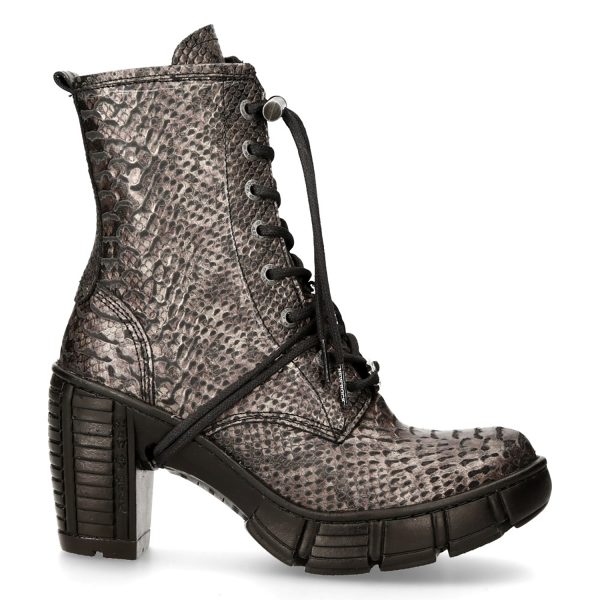 Bottines New Rock Trail En Cuir Vegan Python Acier Satisfait ou Remboursé 1