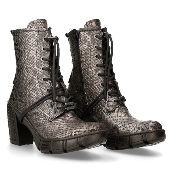 Bottines New Rock Trail En Cuir Vegan Python Acier Satisfait ou Remboursé 9