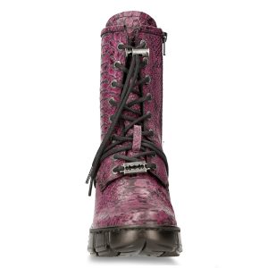 Bottines New Rock Trail En Cuir Vegan Python Lilas Pas Cher Magasin Soldes 14