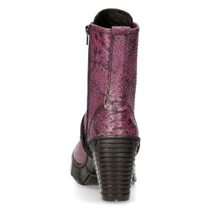 Bottines New Rock Trail En Cuir Vegan Python Lilas Pas Cher Magasin Soldes 18