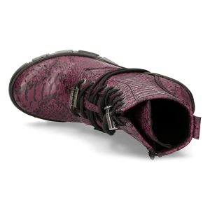 Bottines New Rock Trail En Cuir Vegan Python Lilas Pas Cher Magasin Soldes 22