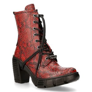 Bottines New Rock Trail En Cuir Vegan Python Rouge boutiqued en ligne 12