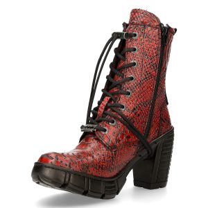 Bottines New Rock Trail En Cuir Vegan Python Rouge boutiqued en ligne 16